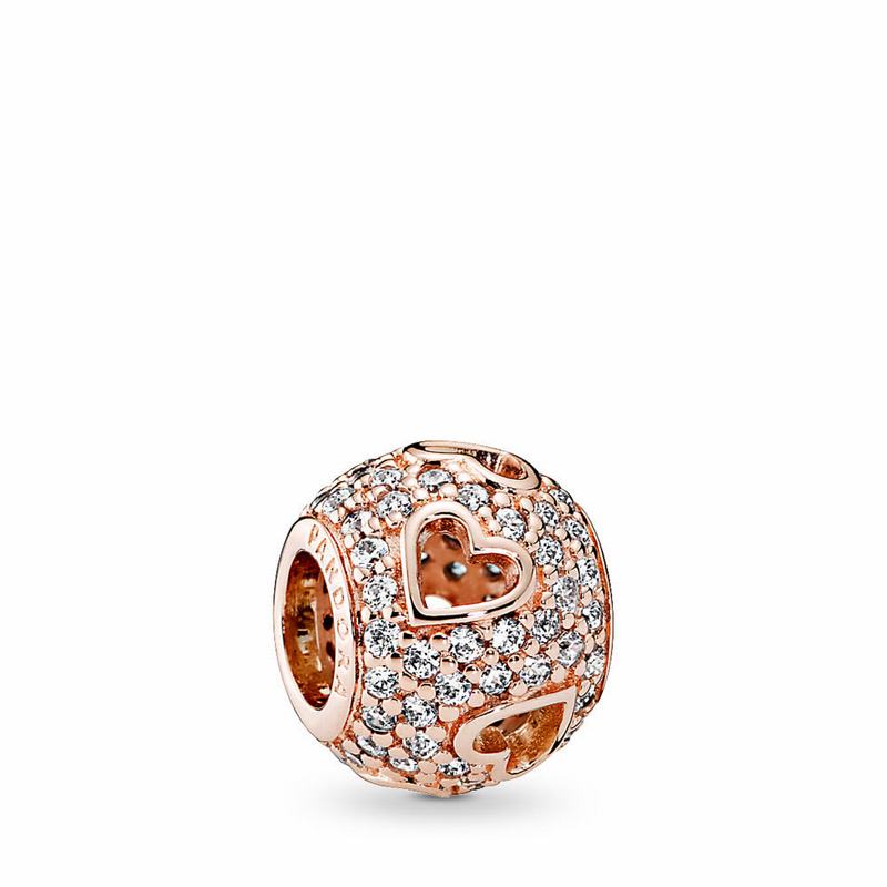 Pandora Rose™ Tumbling Hearts Charm - Pandora Rose/Cubic Zirconia - Canada | IA1845HS